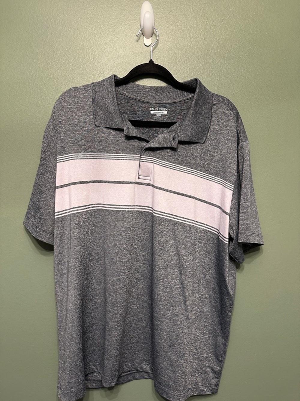 Falls Creek Men's Heather Gray Polo with Light Purple Band